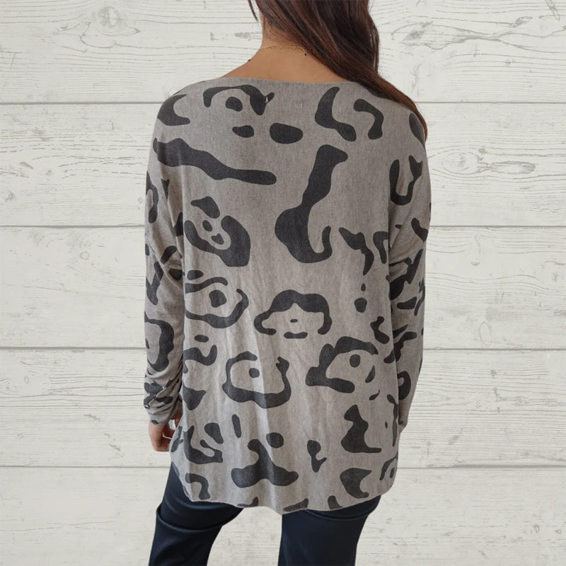 Langärmliges T-Shirt mit Animal-Print