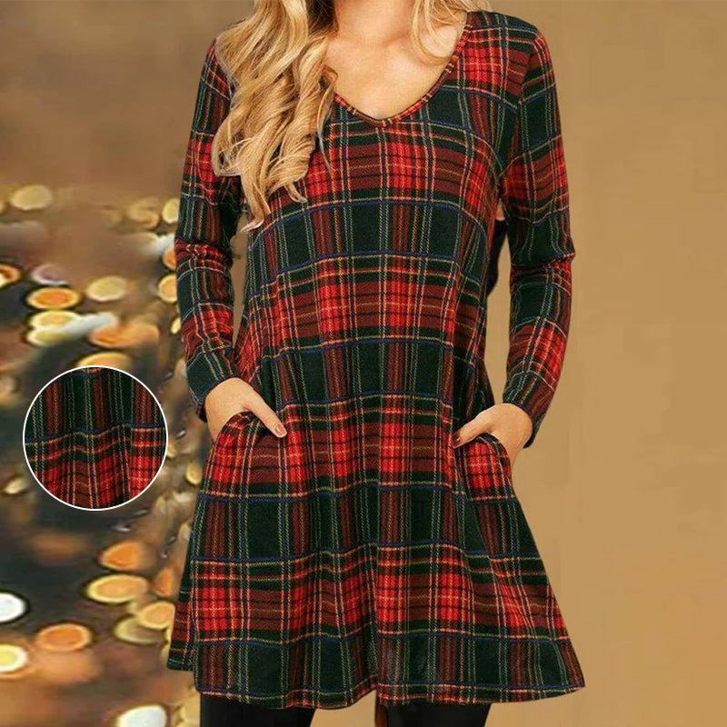 Lockeres Kleid mit weihnachtlichem kariertem Print