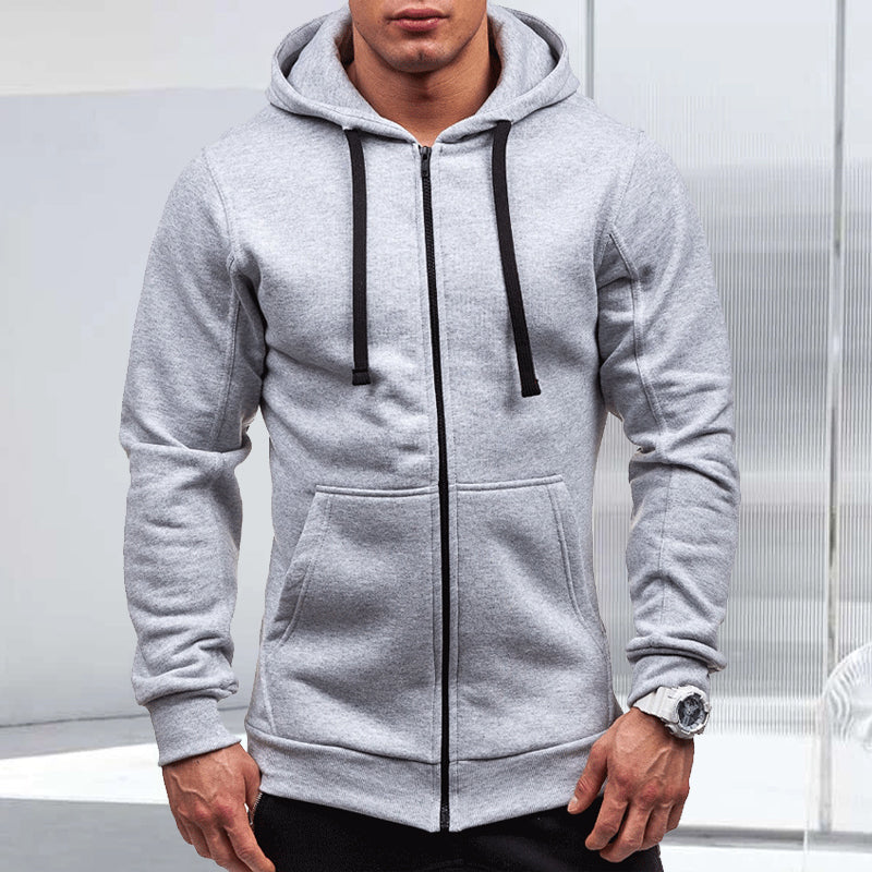 Einfarbiger Hoodie mit Reißverschluss