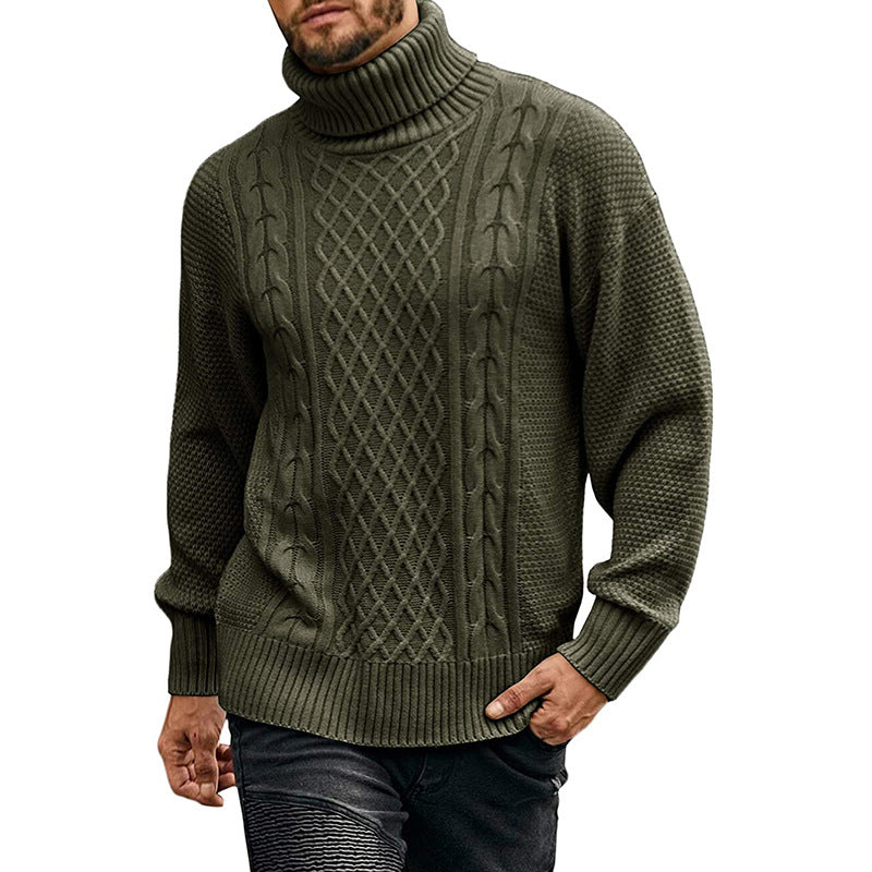 Einfarbiger Langärmliger Gestrickter Rollkragenpullover für Herren